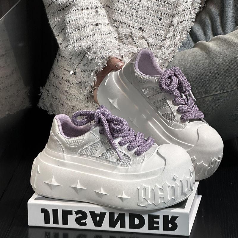 

Korean Fashion Chunky Sneakers for Women Summer Platform Lightweight Designer Shoes High Street Leisure Soft Walking Shoes 40 білий