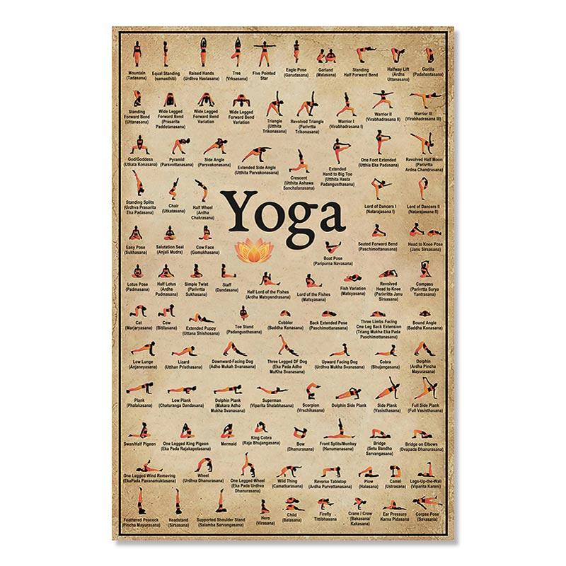 Vintage Yoga Chakra Awakening Postere și imprimeuri Iubitor de yoga Mișcarea mâinii Relaxați-vă pictura pe pânză Modern Wall Home Decor Pictures