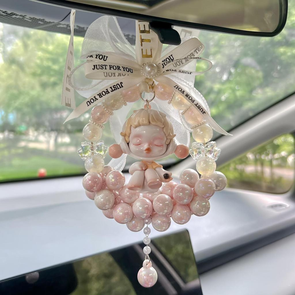 Bubble Temp Bow Decoration: Handmade High-End Car Mirror Ornament Gift