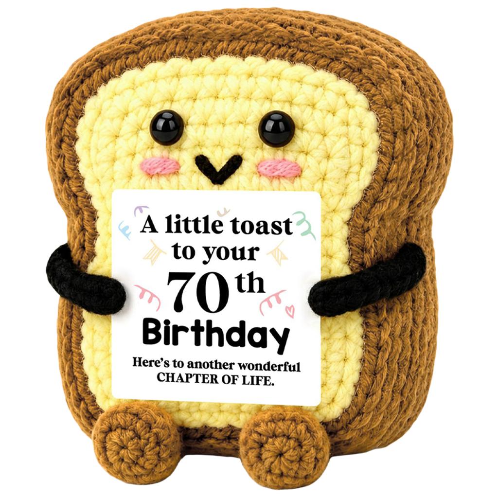 Amigurumi Knit Bread Crochet Toast Doll Funny Plush Birthday Gift Desk Decor Ornament Card