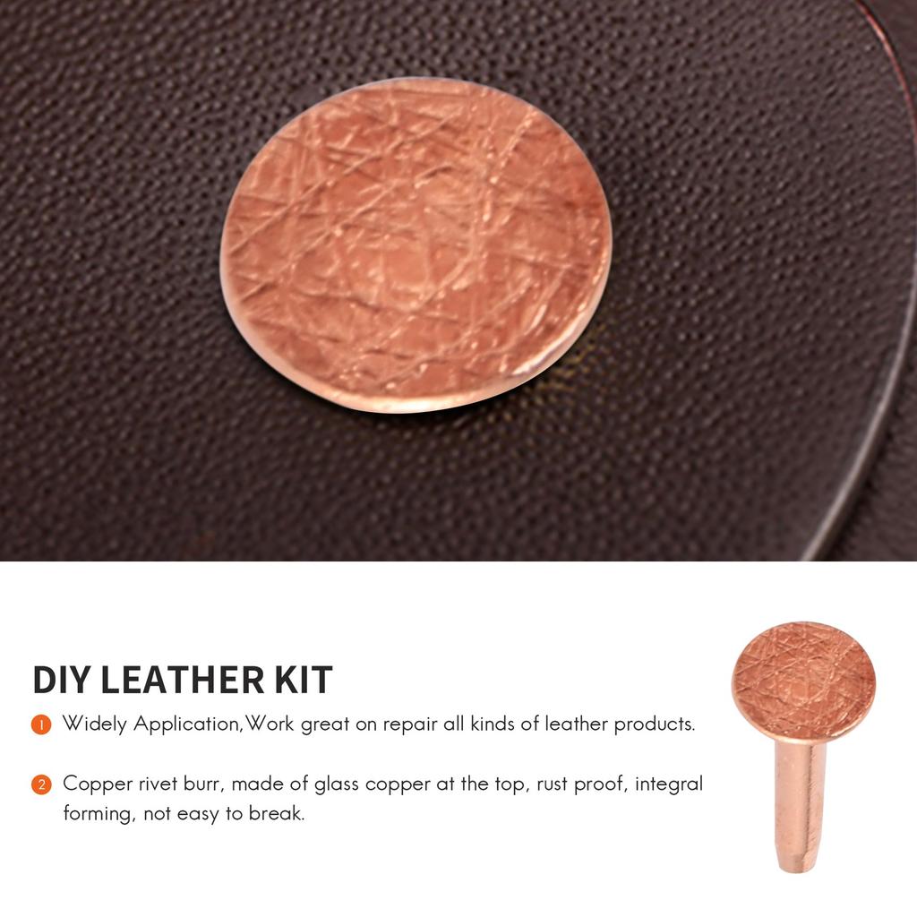 A20F-25 Sets Copper Rivet Burrs Washer, Long Leather Copper Rivet Fastener,For Wallets Leather DIY Craft Supplies
