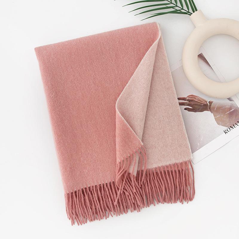 Wolle Unifarbener Schal Damen Winter High-End Neuer Stil Quasten Halstuch Halswärmer Koreanischer Stil Vielseitiger Schal