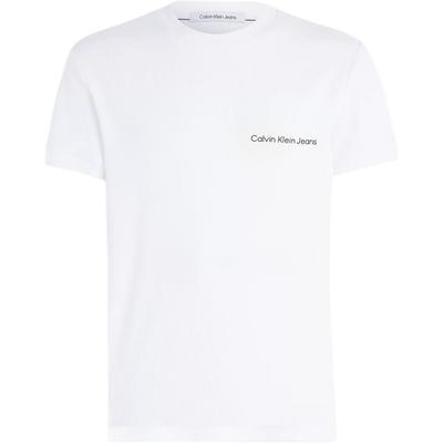 Jeans Letter Logo Slim Fit Geripptes Rundhals-Kurzarm-T-Shirt Herren Oberteile Hell-Weiß J30J324676-YAF