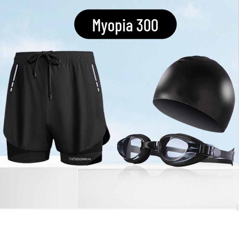 Herren Badehosen Set: Inklusive Schwimmbrille und Badekappe - Anti-Peinlichkeits-Bademode und Schwimmausrüstung