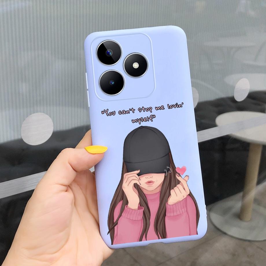 For Realme C53 C51 Cases Shockproof Soft Luxury Silicone TPU Bumper Case For RealmeC51 C 51 C 53 Flower Painting Girly Capa Etui