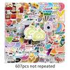 607 Trendy Cartoon Graffiti Stickers: Creative, Waterproof Decorations for Journals, Storage Boxes, and Water Bottles