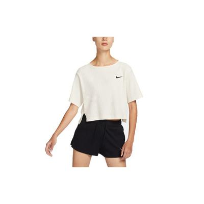 T-shirt da donna a maniche corte, girocollo, tinta unita, pullover, top, bianco vela DV7871-133