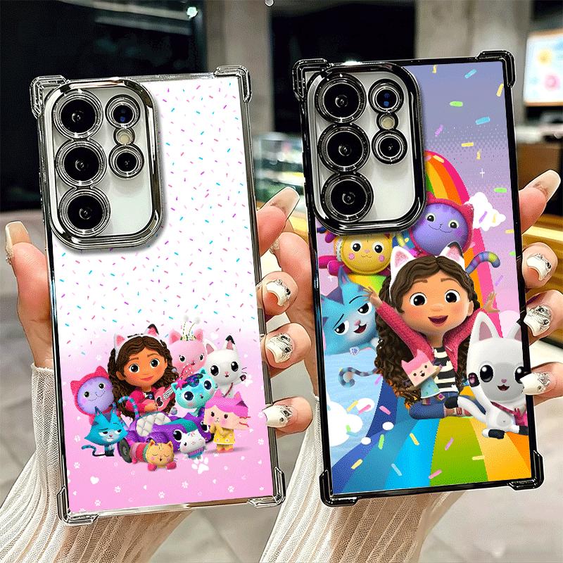 G-Gabbys Dollhouse Cartoon Plating Phone Case For Samsung Galaxy S24 S25 FE S26 Edge S23 Ultra S22 S21 Plus S20 Anti-Fall Airaba
