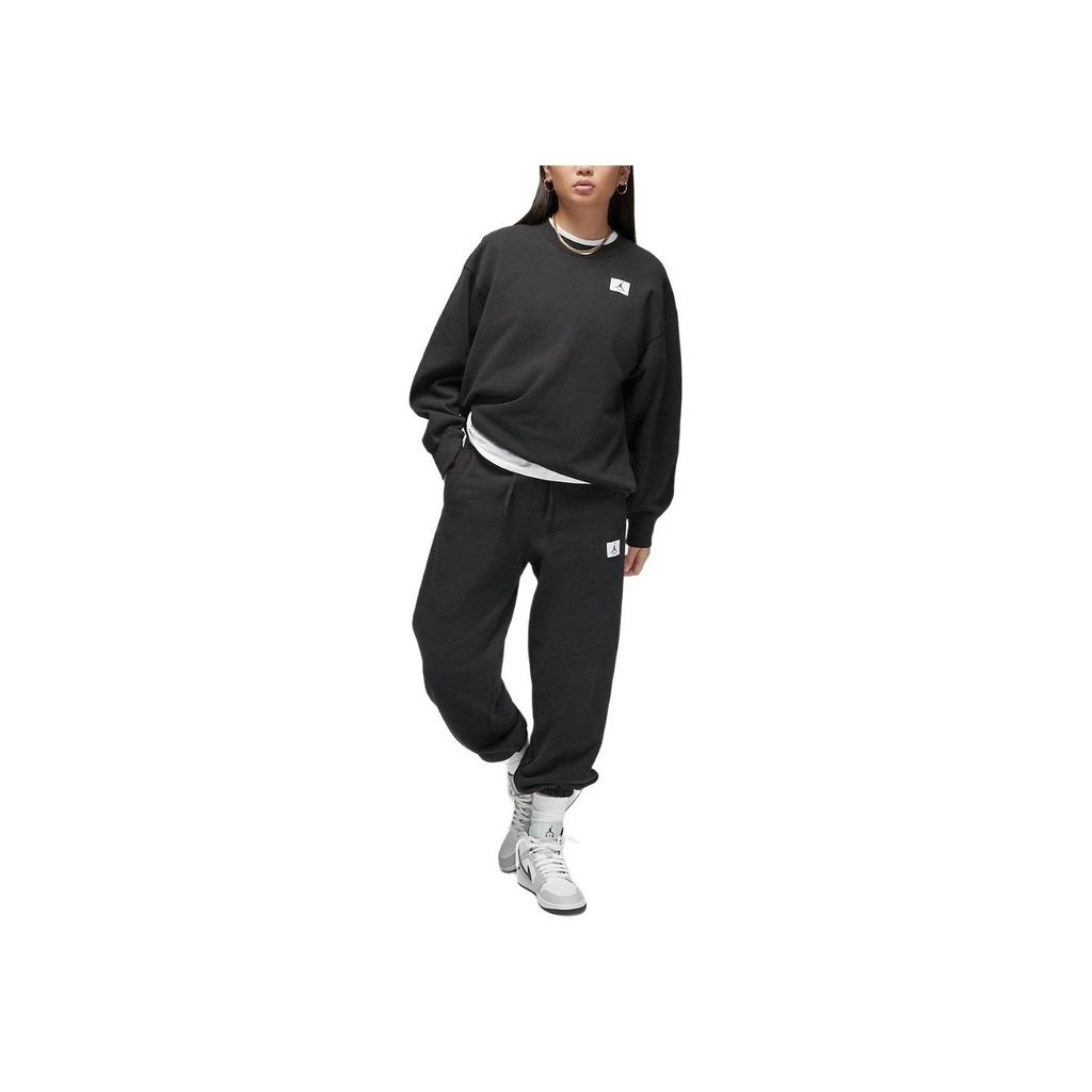 Jordan Solid Color Casual Loose Fleece-Lined Pullover Long Sleeve Sweatshirt Women Tops Black DQ4600-010