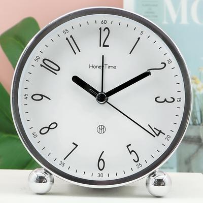 Modern Minimalist Clock Children's Electronic Alarm Clock Bedroom Silent Bedside Clock Student Luminous Metal Desk Clock