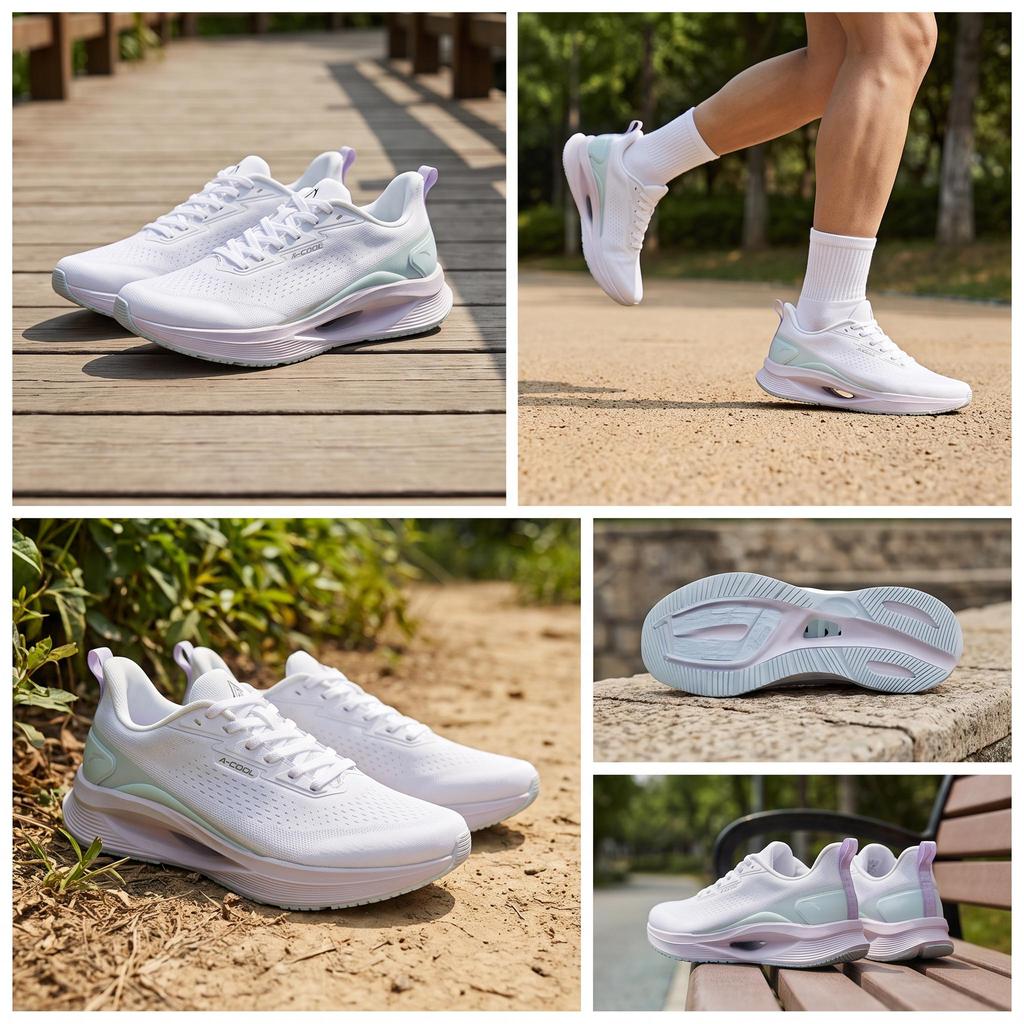 Anta Hydrogen Running Cool Comfortable Versatile Shock Absorbing Durable Low Top Casual Running Shoes Women sneaker White Purple Green 122525542-3