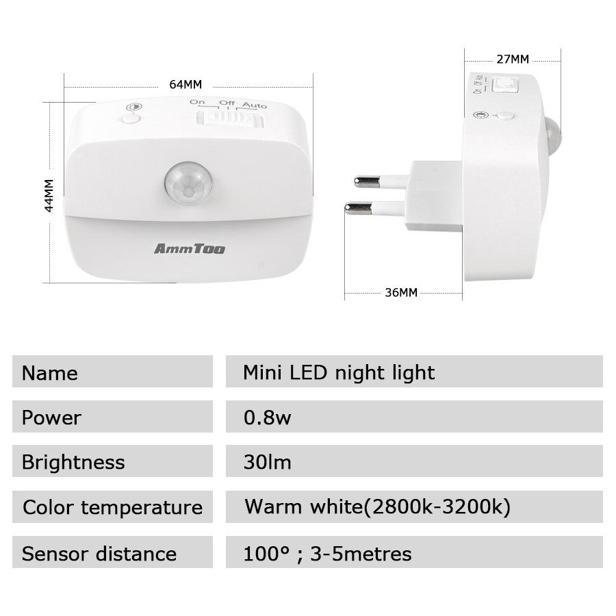 Smart Infrared Motion Sensor Night Light LED for European & American Standards
