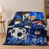 Cartoon BLUE LOCK Football Anime Isagi 3D Flannel Blanket,Warm and Cozy Soft Throw Blanket for Home Bedroom Bed Sofa Cover Kids