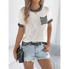 2026 Spring/Summer Casual Color-Block Striped Pocket Short-Sleeve Women's Versatile Knit Sweater
