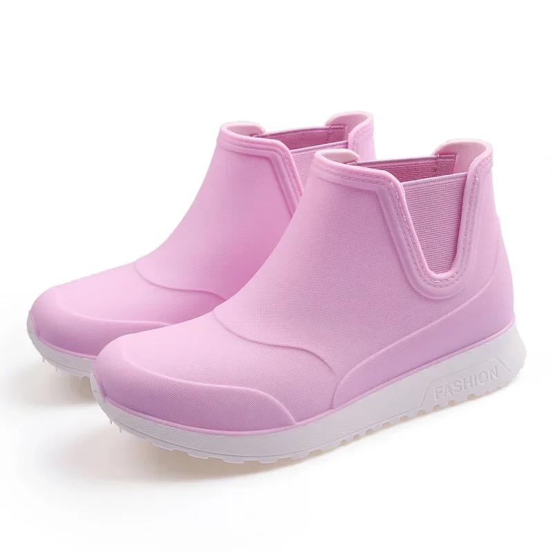 Fashion Rain Shoes for Women Rubber Boots Platform Ankle Boots 2025 Autumn Winter Slip on Women Booties Work Shoes Botines Mujer