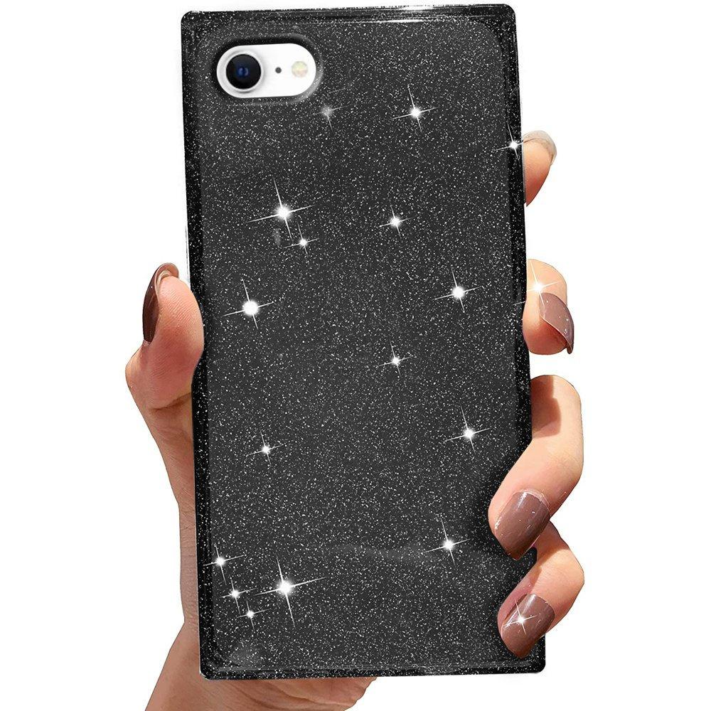 Square Glitter Case for iPhone 7/8/SE 2020/SE 2022, Black
