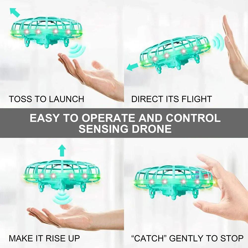 Mini Drone UFO Toys Flying Hand Sensing Induction RC Helicopter Aircraft Quadcopter 360 Toys for Children Christmas Gift