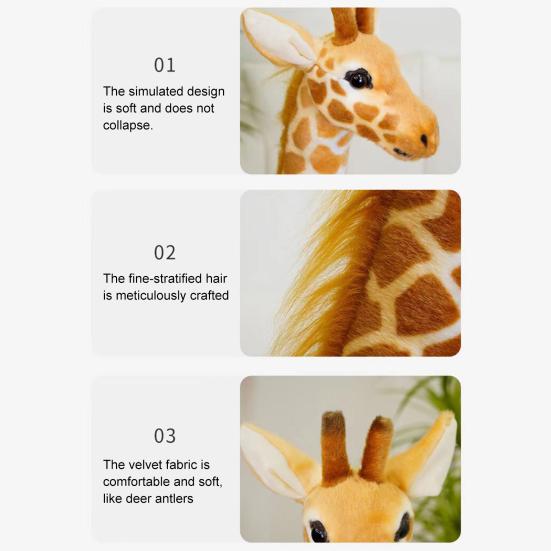 Large Lifelike Giraffe Plush Doll 100/120/140cm Soft Stuffed Animal for Kids Skin-Friendly Giraffe Pillow Home Decor Photography Prop