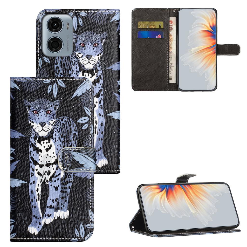 For Motorola Moto G06 4G Case Pattern Print PU Leather Wallet Phone Cover Cross Texture