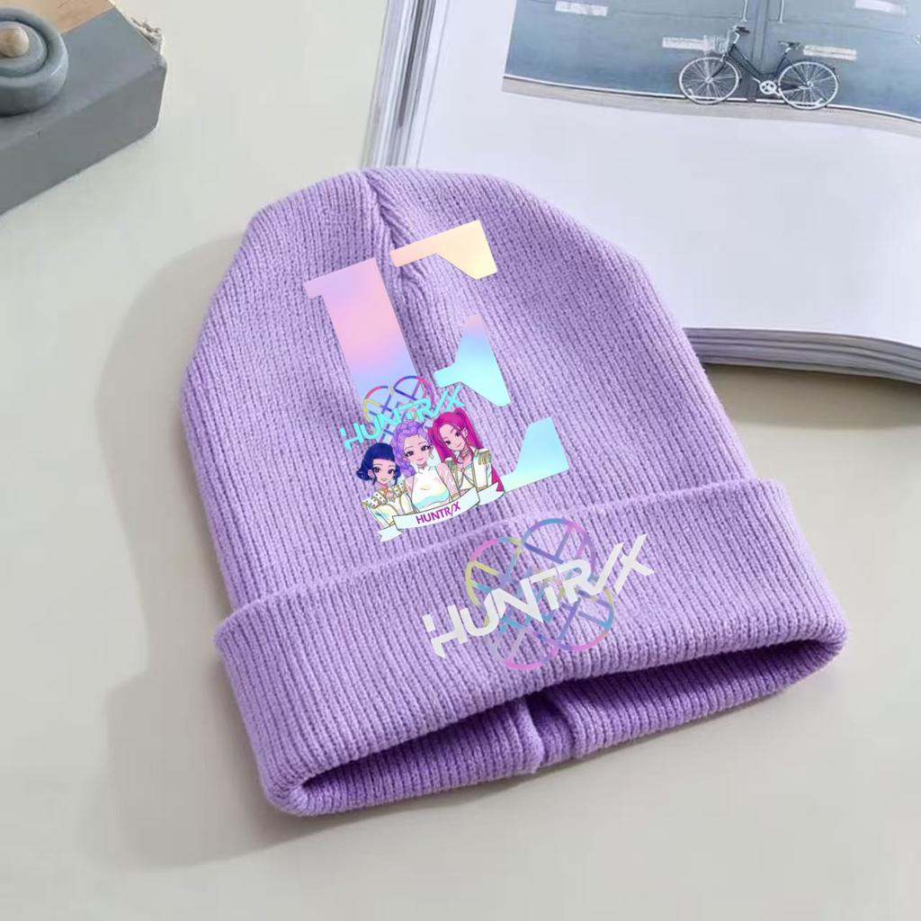 Kpop Dämonenjäger Kinder Strickmütze - A-Z Buchstabe/Anime Cartoon Beanie, Winterwarme Skullies für Kleinkind/Mädchen Geburtstagsgeschenk