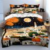 Moon, stars, buildings, trees. Bedding sets Duvet cover sets Duvet covers Pillowcases(1 * Duvet Cover 2 * Pillowcases without duvet insert)