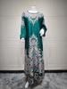 AB400 Muslim Fashion Floral Dress with Hot Drill Embellishments - Middle Eastern Style Robe for Women