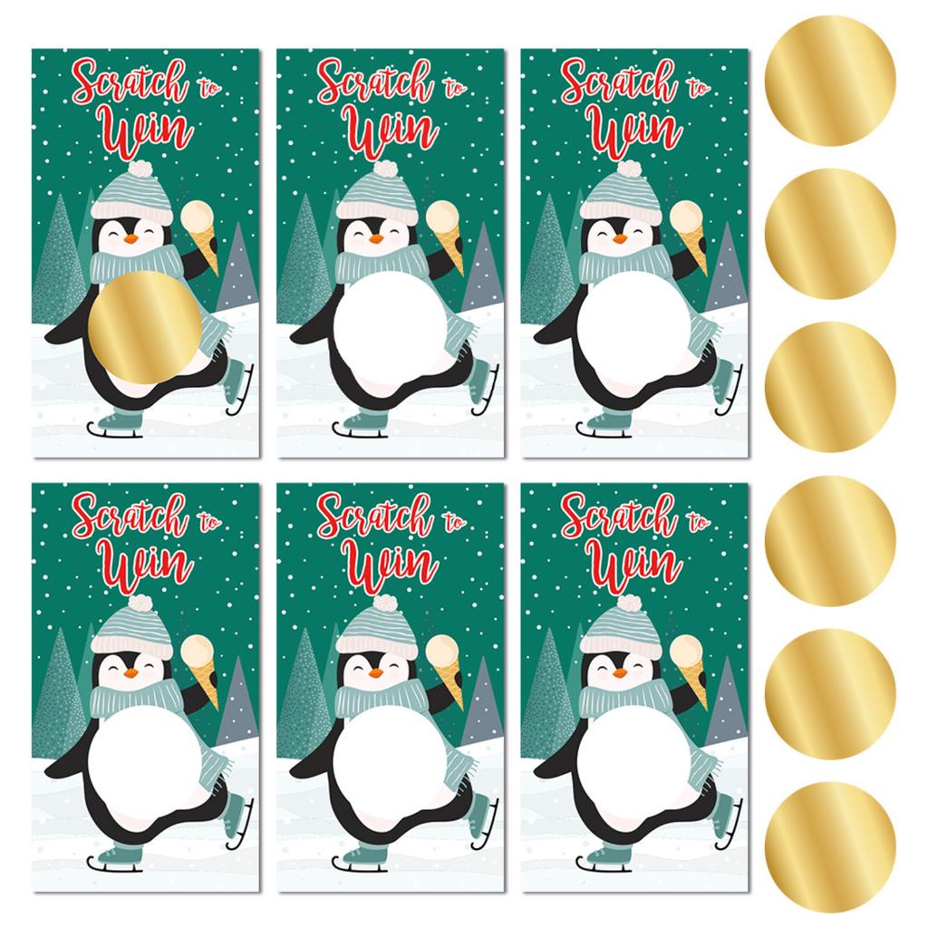 Christmas Party Cartoon Snowman Christmas Tree DIY Raffle Scratch Card Game Card Set