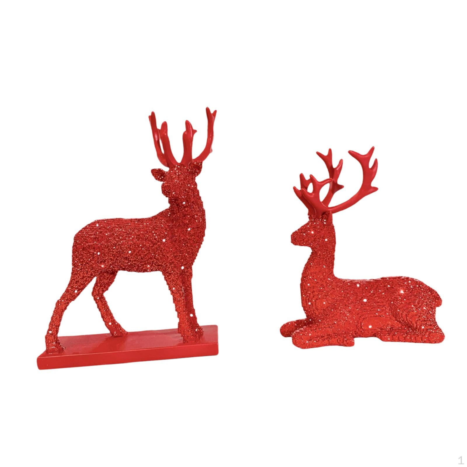 

Reindeer Figurines Deer Crafts Decorative Funny Holiday Decor Resin Ornament Statue красный