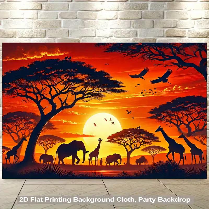 

Tropical African Safari Animal Tapestry, Sunset Landscape Wall Art for Bedroom Living Room Dorm Party Backdrop 47.2x31.5inch/120*80cm