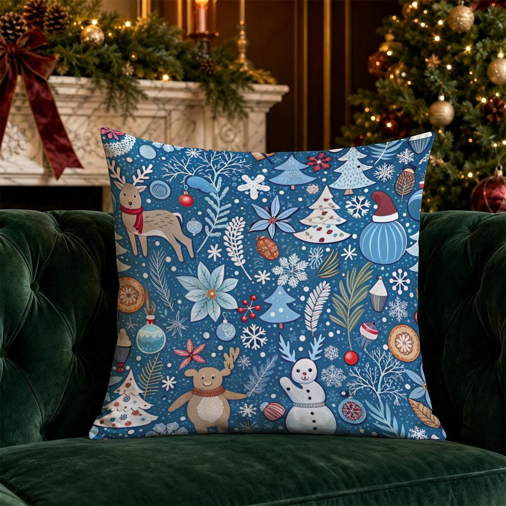 Christmas Cute Throw Pillow Covers Pattern Cushion Cover Suitable for Sofa Bedroom Car Pillow Cover