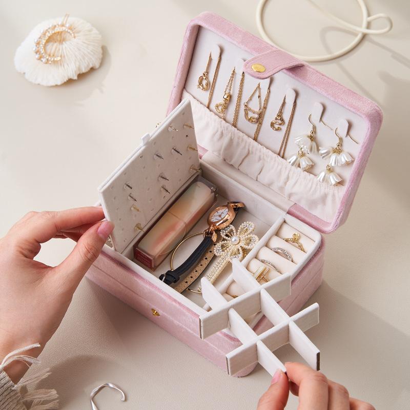 Scatola porta gioielli in pelle multistrato, custodia porta gioielli da viaggio per donna, per orecchini, anelli, collane, regalo per la festa della mamma, Natale