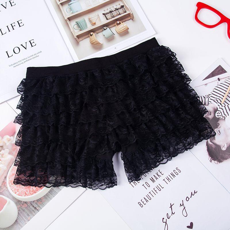 

Women s Lace Cosplay Safety Shorts - Anti-exposure Multi-layer Design One Size 75-105 jin чорний