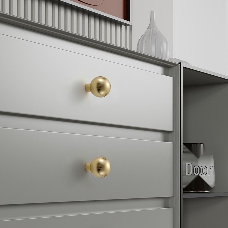 Gold & Silver Single Hole Round Drawer Pull: Modern Minimalist Light Luxury Cabinet & Wardrobe Handle