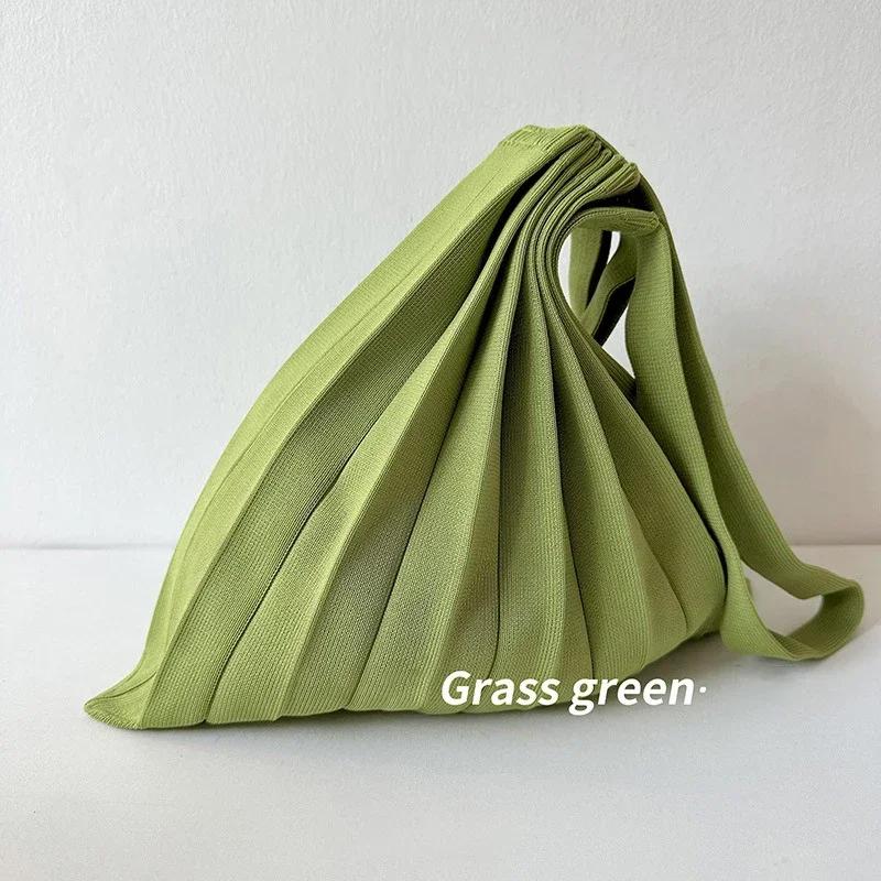 Grote Capaciteit Gebreide Tas voor Vrouwen Geplooide Tas Designer Haaktas Eco Tas Shopper Schoudertas Dames Tote Bag beige