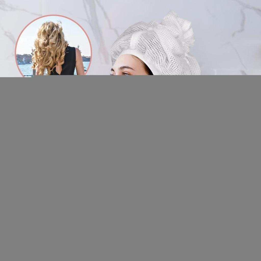 EMVANV Net Plopping Cap for Drying Curly Hair,Adjustable Net Hair Plopping Bonnet Curly Hair Bonnet Net Plopping Cap for Fast Drying(White)