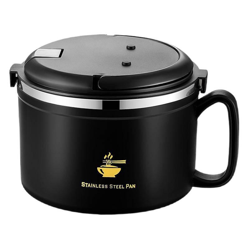 316 Food-Grade Stainless Steel Noodle Bowl with Lid and Drain for Dorm or Canteen; Easy-to-Clean.