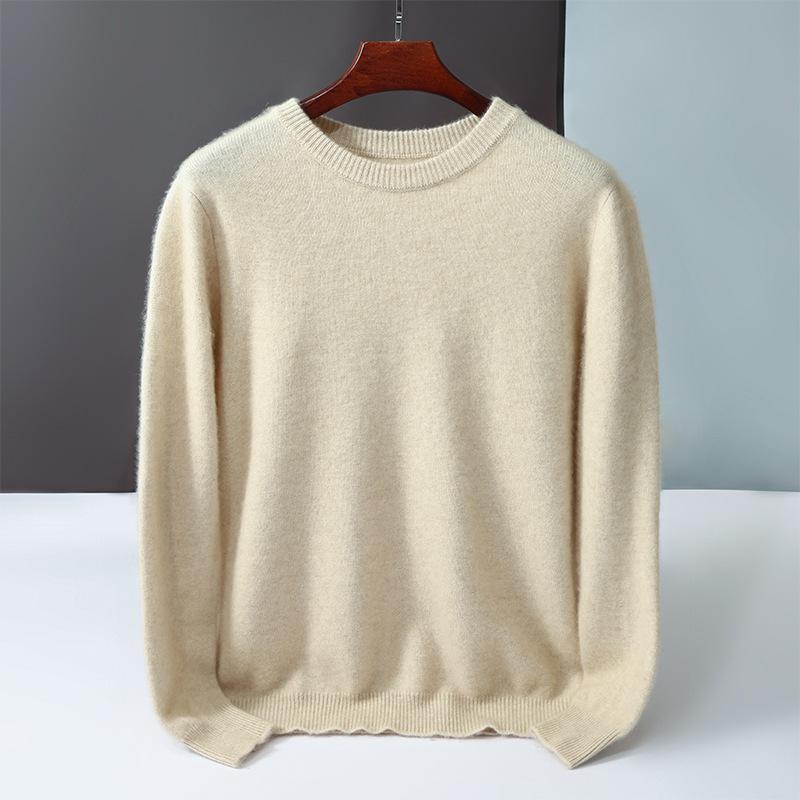 New round neck 100 pure cashmere sweater solid color loose thickened pullover knitted primed warm sweater