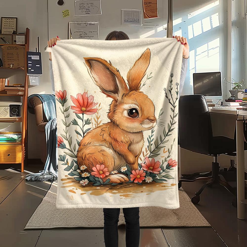 1Pc Cartoon Print Flannel Blanket, High Quality Comfortable for All Seasons, Home Decor, Warmth and Comfort, Perfect for Christmas Birthday Gift