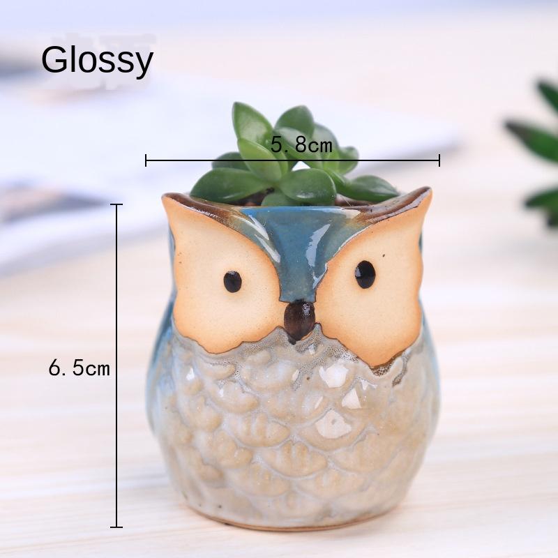 

European Owl Animal Thumb Small Flower Pot Creative Succulent Plant Pot Personality Ceramic Crafts Office Home Decoration