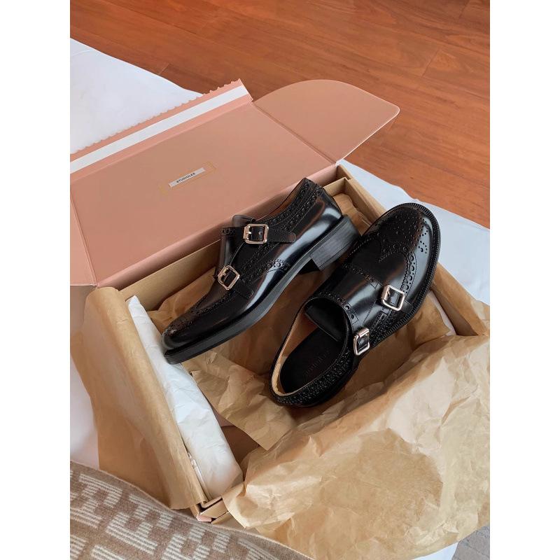 

Изящные резные барочные туфли-лодочки на толстом каблуке, маленькие кожаные туфли 34 чёрный