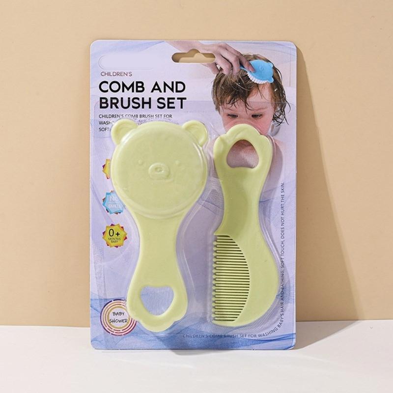 Infant Comb Kit with Hairbrush for Delicate Skin Feature Lovely Bear Pattern New Parents Essential Hair Care Tools
