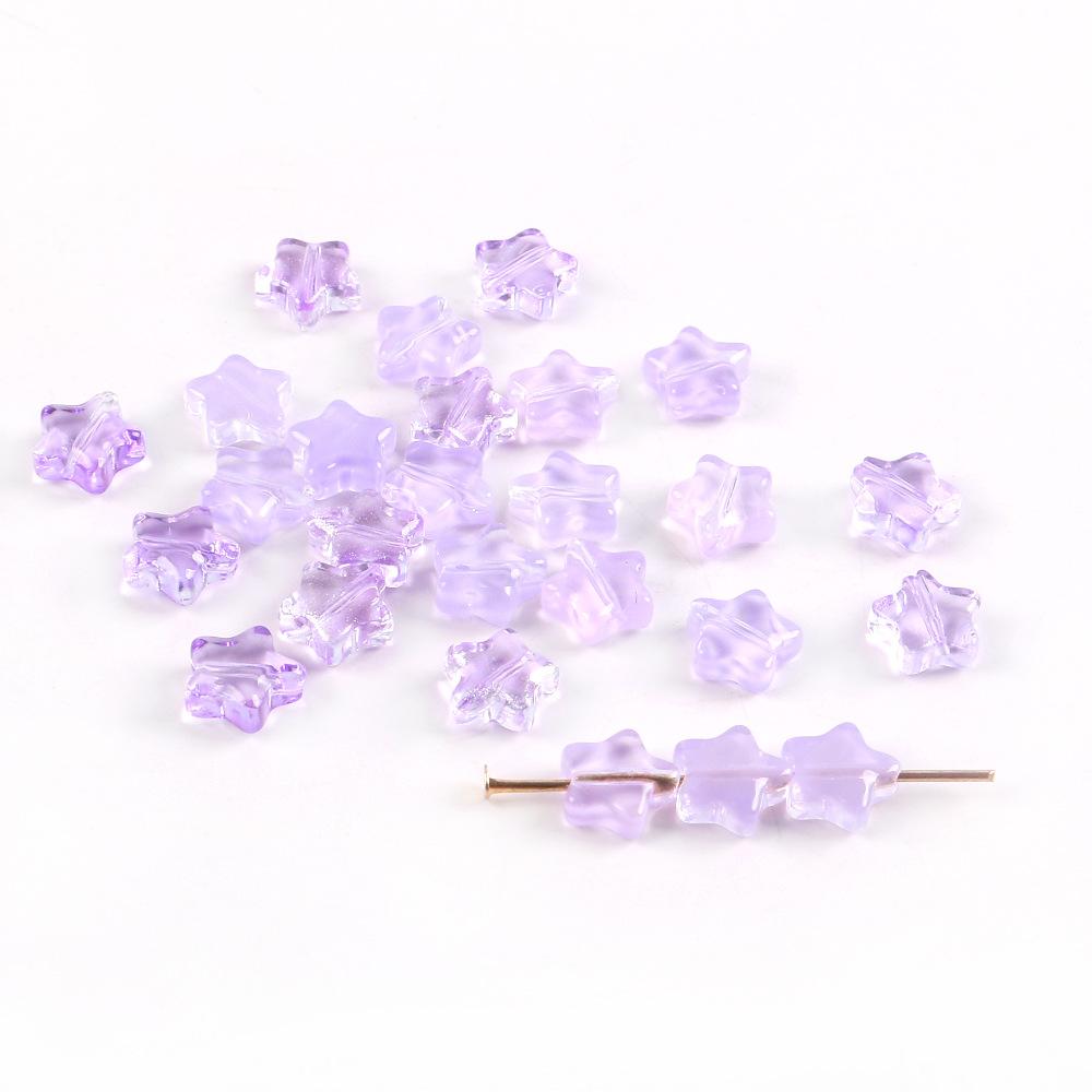 8Mm Gradual Change Three-Dimensional Pentagram Glass Beads Gold-Painted Stars Loose Beads Diy String Beads Antique Hairpin Necklace Accessories