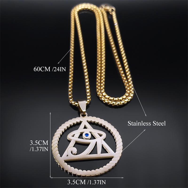 Egypt Pyramid Eye of Horus Necklace for Women Men Stainless Steel Blue Eye Vintage Egyptian Amulet Gift Jewelry colares NS02