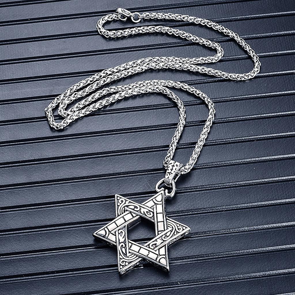 Six-pointed Star Hip-hop Necklace Boys Pendant Trendy Pendant Trendy Brand Versatile Sweater Chain