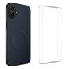For Samsung Galaxy A06 5G Magnetic Case WANLONFENG TQ1 Series Carbon Fiber Texture PC TPU Phone Cover with 2Pcs Screen Films