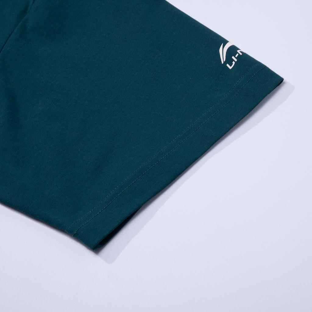 Li-Ning Fashionable Casual Breathable Short Sleeve T-Shirt Unisex Tops Dark-Reef-Green AHSW865-1