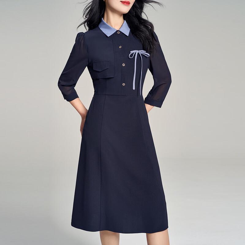 

Платье шифоновое с длинным рукавом и воротником поло Kobel 2025 Весна M