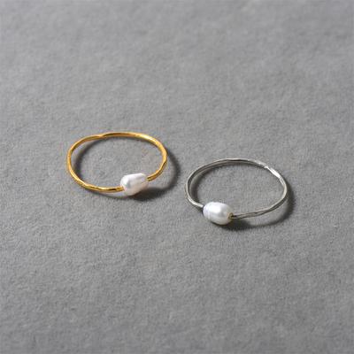 Anello Semplice Moda Atmosfera Texture Anello Singolo Perla d'Acqua Dolce Naturale Lusso Leggero Retrò Francese