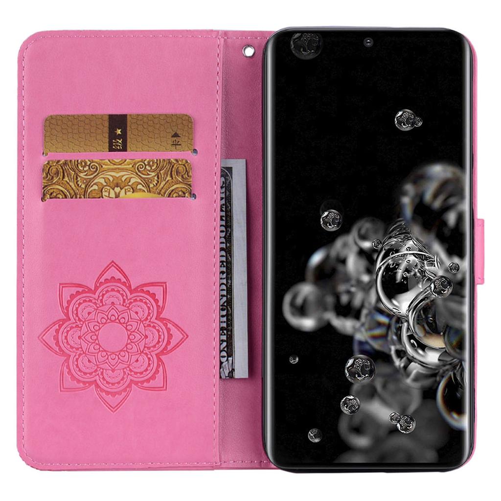 For Samsung Galaxy S24 Ultra Lommebokdeksel Ugle Blomst Imprint Rhinestone Lærdeksel