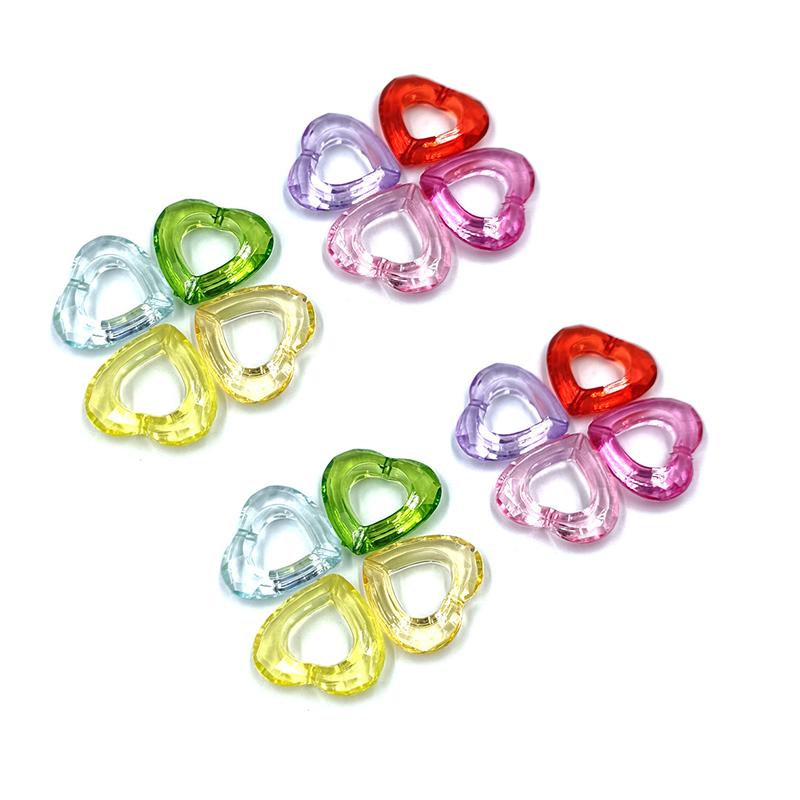 Hollow Heart Beads Candy Color Acrylic Handmade Supplies Loose Beads Crafted 10pcs For Jewelry Making DIY Accessories